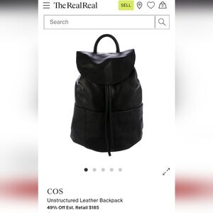COS Unstructured Black Leather Backpack